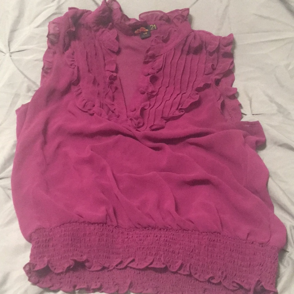Forever 21 Sheer Wine Blouse